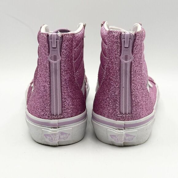 Vans SK8-HI Pink Glitter Back Zip Up Lace Up Sneakers - Kids US 3 / EU 34 - Picture 4 of 11